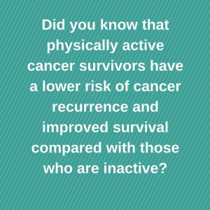 Did you know that physically active cancer survivors have a lower risk of cancer recurrence and improved survival compared with those who are inactive_